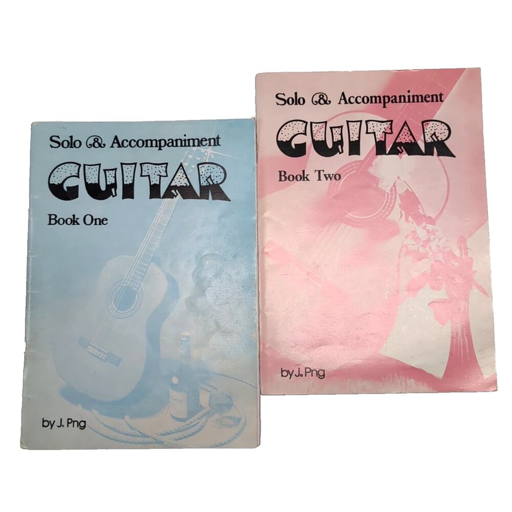 Solo & Accompaniment Guitar Books 1 & 2 by J. Png Vintage 1988‎ Learn To Play